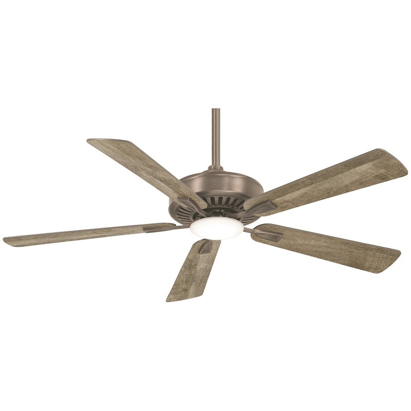 Minka Aire Contractor Plus LED 52in Ceiling Fan | Transitional Burnished Nickel and Savannah Gray Blades | Bedroom & Living Room | Model F556L-BNK