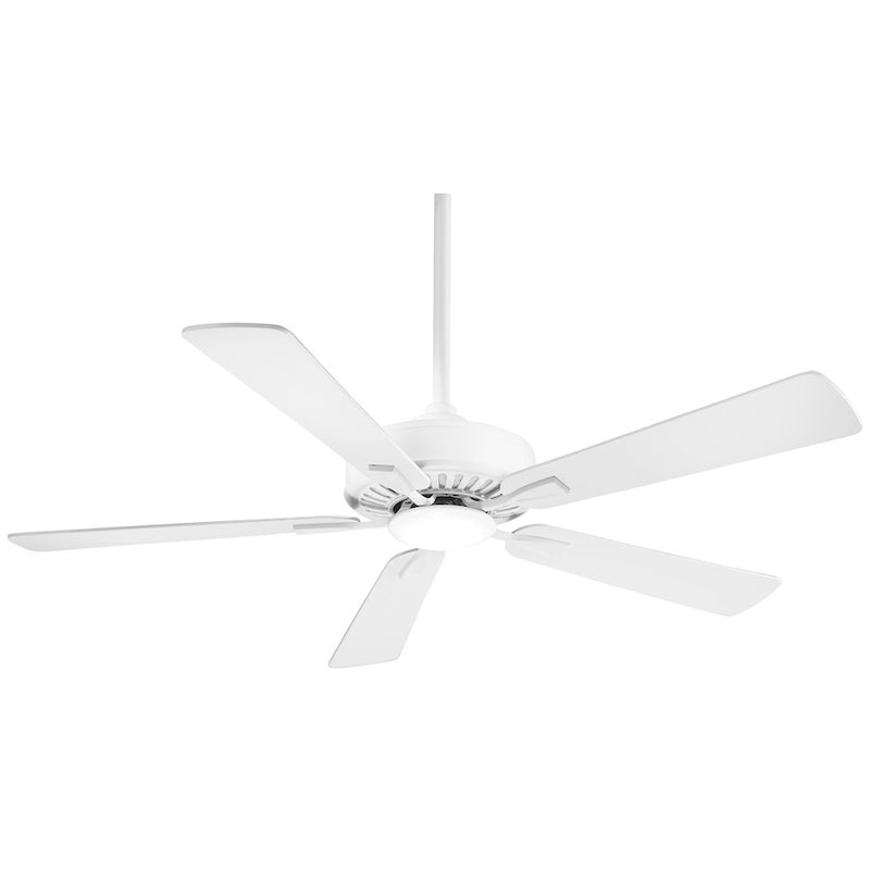 Minka Aire Contractor Plus LED 52in Ceiling Fan | Transitional Flat White with Frosted Glass | Living Room & Bedroom | Model F556L-WHF