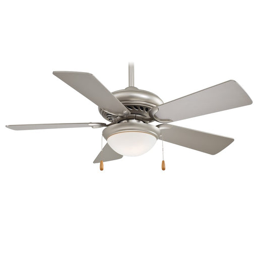 Minka Aire Supra 44in Ceiling Fan | Transitional Brushed Steel | Bathroom & Hallway | 44 x 44 x 16 in | Model F563-SP
