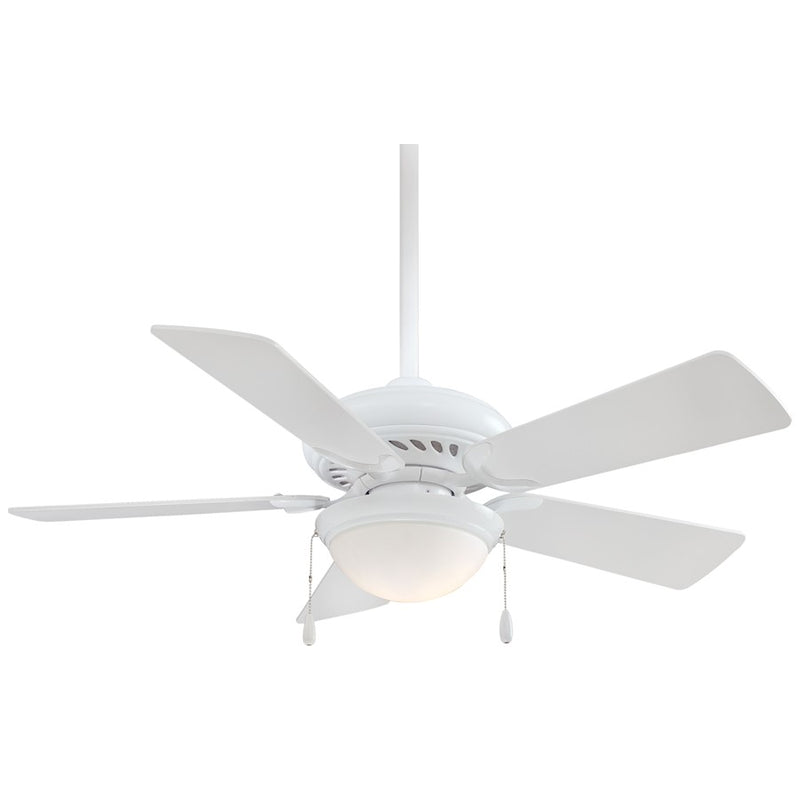 Minka Aire Supra 44in LED Ceiling Fan | Contemporary White Finish | Bathroom & Hallway | 44 x 44 x 16 in | Model F563L-SP-WH