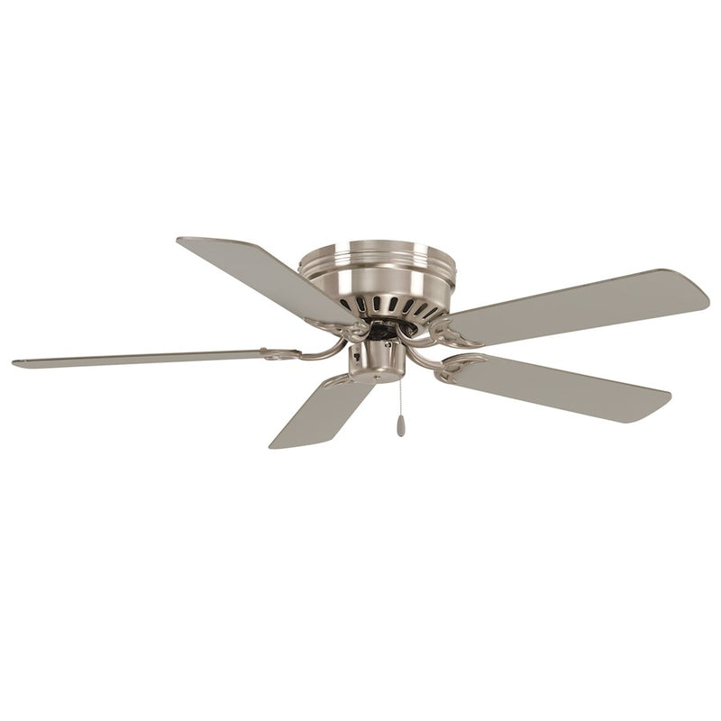 Minka Aire Mesa 52in Flush Mount Ceiling Fan | Traditional Brushed Nickel | Living Room & Bedroom | 52 x 52 x 9 in | Model F565-BN