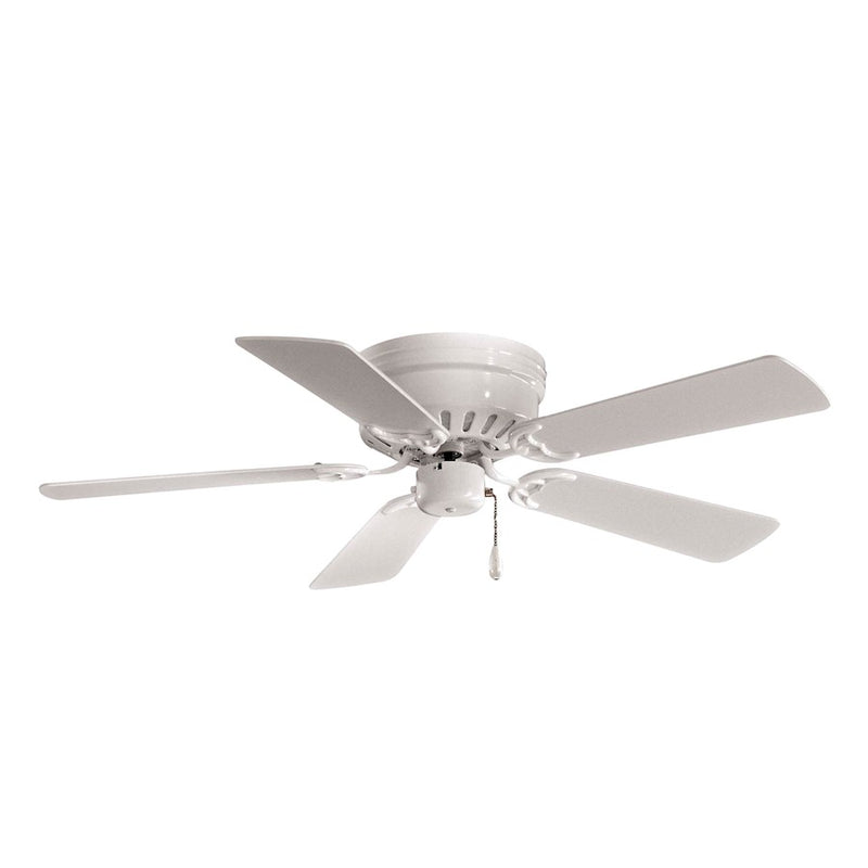 Minka Aire Mesa 42in Flush Mount Ceiling Fan | Traditional White Finish | Low Ceilings & Small Rooms | 42 x 42 x 8 in | Model F566-WH