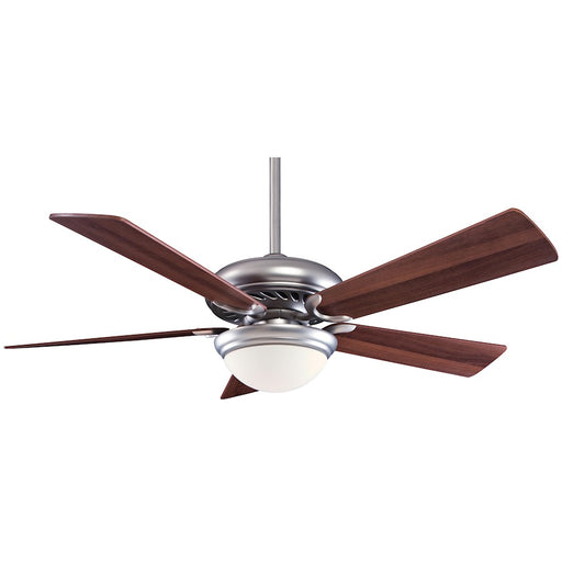 Minka Aire Supra 52in Ceiling Fan | Brushed Steel with Dark Walnut Blades | Bathroom, Hallway & Entry | 52 x 52 x 17 in | Model F569-BS-DW