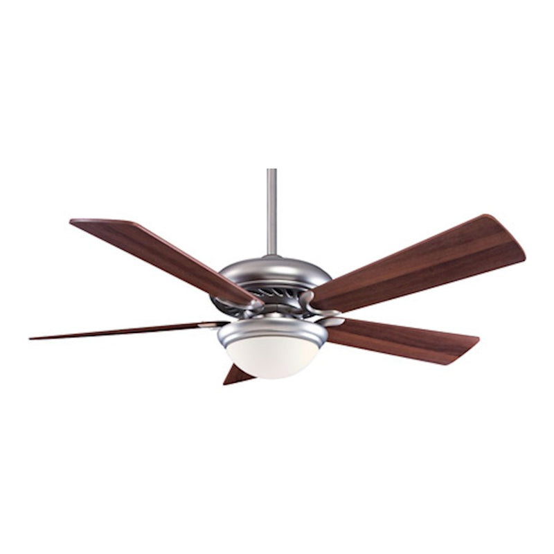 Minka Aire Supra 52in LED Ceiling Fan | Brushed Steel with Dark Walnut Blades | Bathroom, Hallway & Entry | 52 x 52 x 17 in | Model F569L-BS-DW