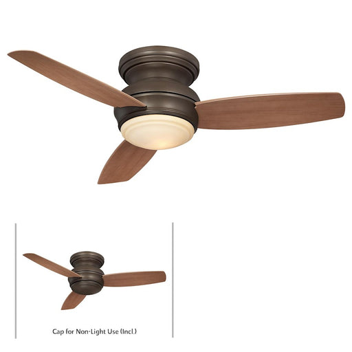 Minka Aire Concept 44in LED Flush Ceiling Fan | Oil Rubbed Bronze Traditional | Living Room & Covered Patio | 44 x 44 x 11 in | Model F593L-ORB