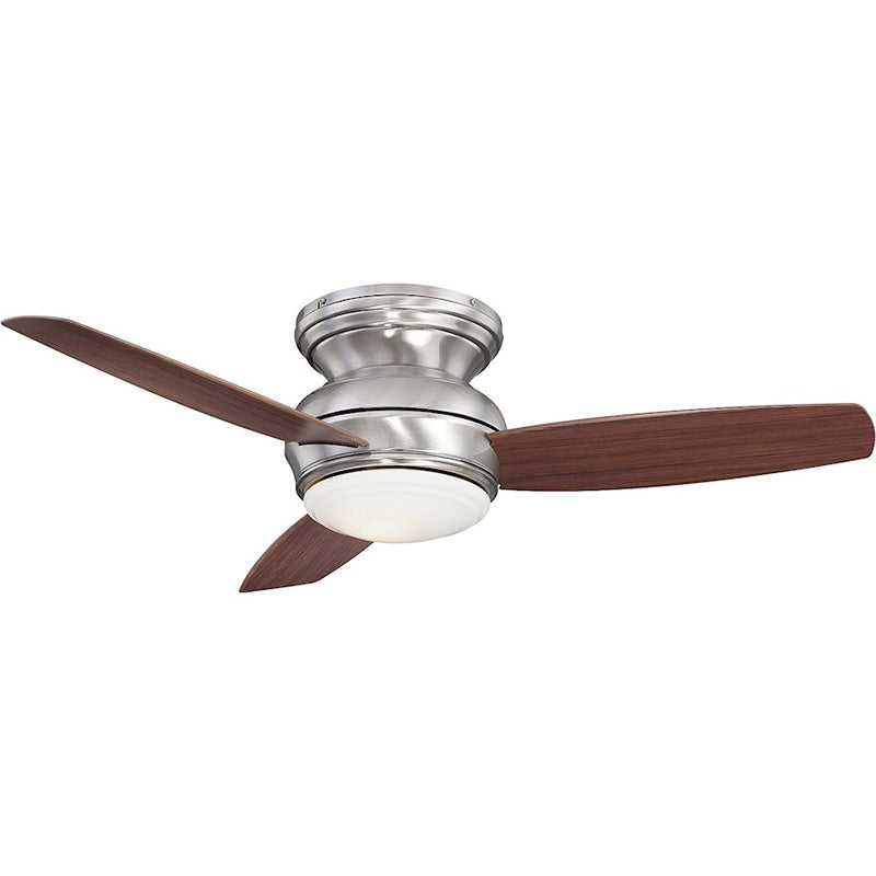 Minka Aire Concept 44in LED Flush Ceiling Fan | Traditional Pewter | Indoor & Covered Outdoor | 44 x 44 x 11 in | Model F593L-PW