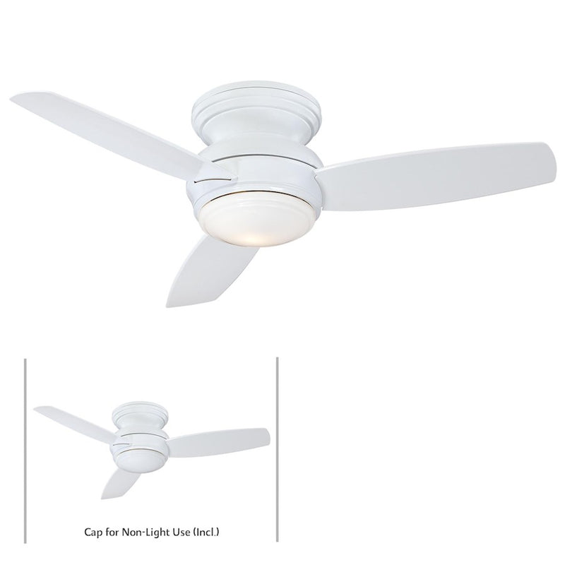 Minka Aire Concept 44in LED Flush Ceiling Fan | White Finish Traditional Style | Living Room & Bedroom | 44 x 44 x 11 in | Model F593L-WH