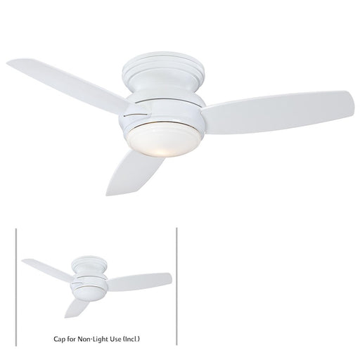 Minka Aire Concept 44in LED Flush Ceiling Fan | White Finish Traditional Style | Living Room & Bedroom | 44 x 44 x 11 in | Model F593L-WH