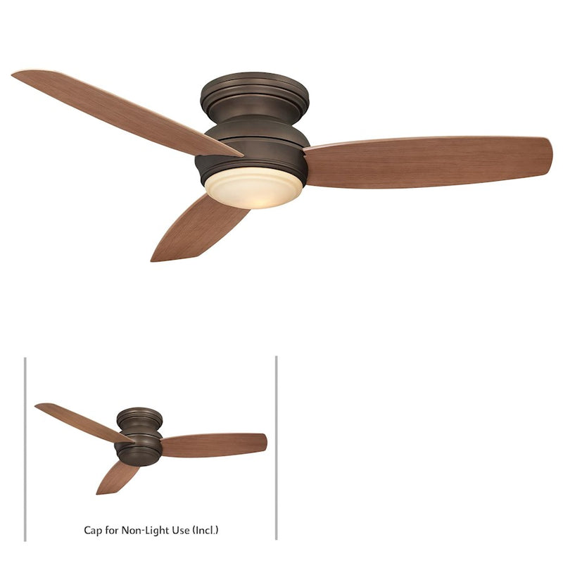 Minka Aire Concept 52in LED Flush Ceiling Fan | Traditional Oil Rubbed Bronze | Indoor & Covered Outdoor | 52 x 52 x 11 in | Model F594L-ORB