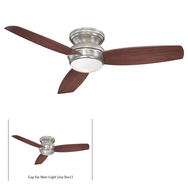 Minka Aire Concept 52in LED Flush Ceiling Fan | Traditional Pewter | Indoor & Covered Outdoor | 52 x 52 x 11 in | Model F594L-PW