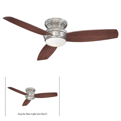 Minka Aire Concept 52in LED Flush Ceiling Fan | Traditional Pewter | Indoor & Covered Outdoor | 52 x 52 x 11 in | Model F594L-PW