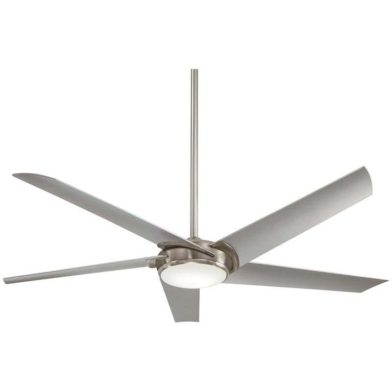 Minka Aire Raptor 60in LED Ceiling Fan | Contemporary Brushed Nickel | Living Room & Great Room | 60 x 60 x 11 in | Model F617L-BN