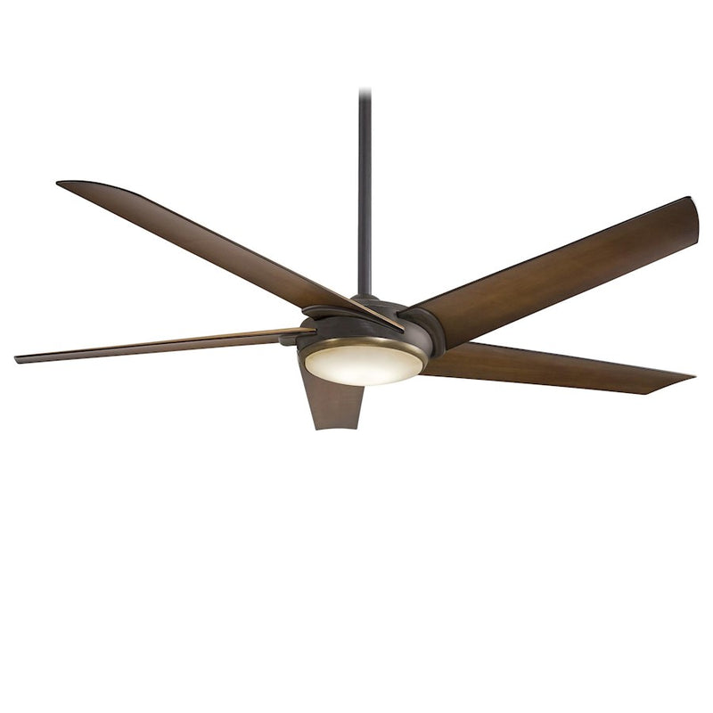 Minka Aire Raptor 60in LED Ceiling Fan | Contemporary Oil Rubbed Bronze & Antique Brass | Living Room & Dining Room | Model F617L-ORB-AB