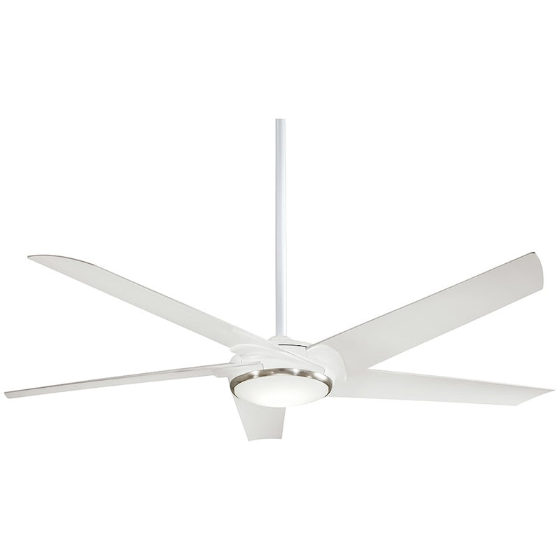 Minka Aire Raptor 60in LED Ceiling Fan | Flat White Finish with Frosted Glass | Living Room & Bedroom | 60 x 60 x 11 in | Model F617L-WHF