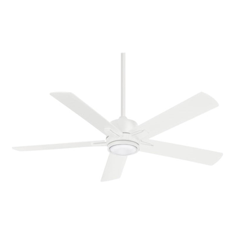 Minka Aire Stout LED 54in Ceiling Fan | Modern Flat White Finish | Living Room & Bedroom | 54 x 54 x 15 in, Dimmable LED | Model F619L-WHF