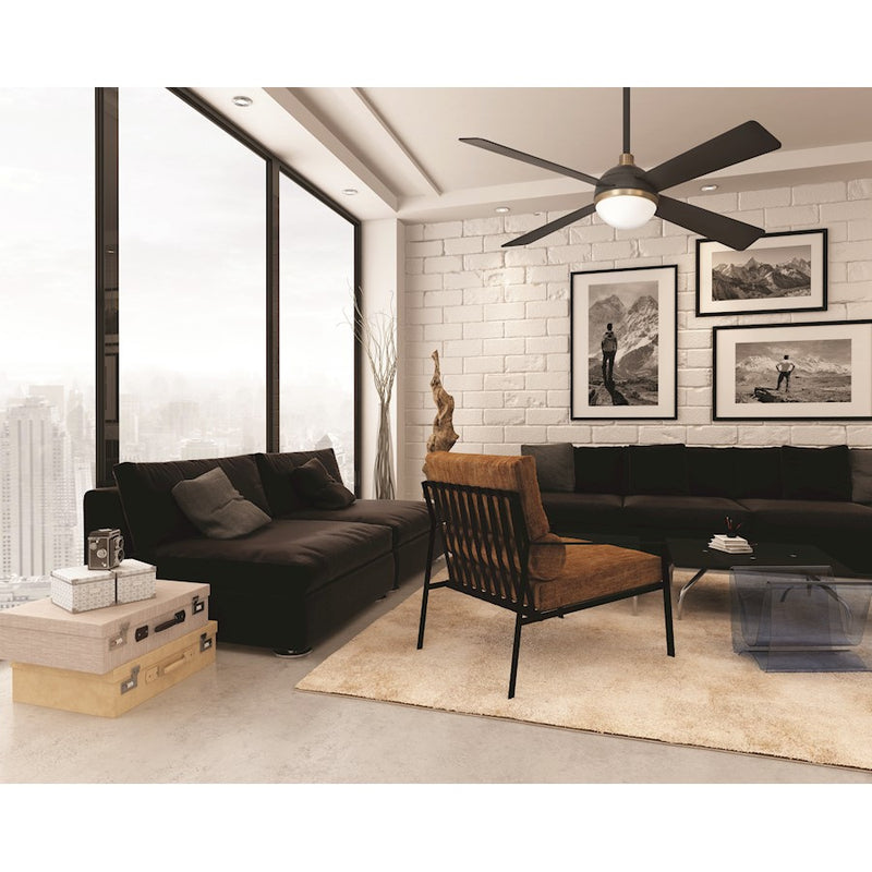 Minka Aire Orb 54in LED Ceiling Fan | Flat White and Brushed Nickel | Transitional Living Room & Bedroom | 54 x 54 x 17 in | Model F623L-WHF-BN
