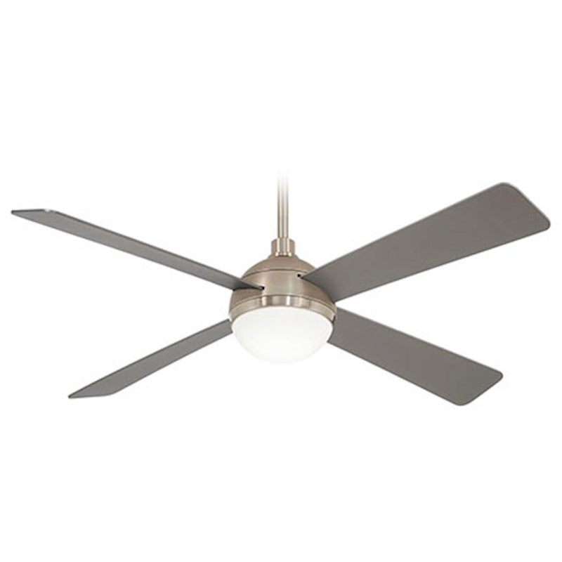 Minka Aire Orb 54in LED Ceiling Fan | Flat White and Brushed Nickel | Transitional Living Room & Bedroom | 54 x 54 x 17 in | Model F623L-WHF-BN