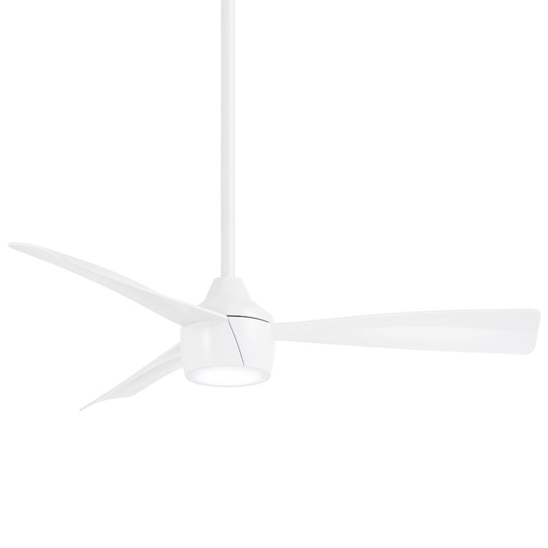 Minka Aire Skinnie 44in 1-Light LED Ceiling Fan | Contemporary Flat White and Frosted White PC Lens | Covered Patio & Outdoor Room | Model F625L-WHF