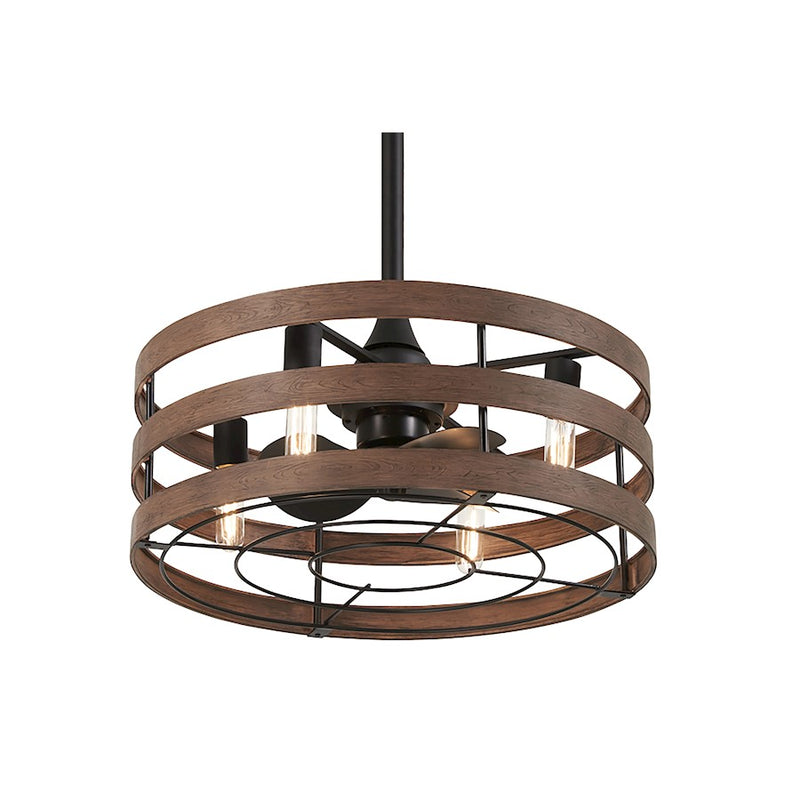 Minka Aire Audrey 26in LED Ceiling Fan | Coal/Distressed Koa | Small Bedroom & Kitchen Nook | 26 x 26 x 15 in | Model F631L-CL-DK