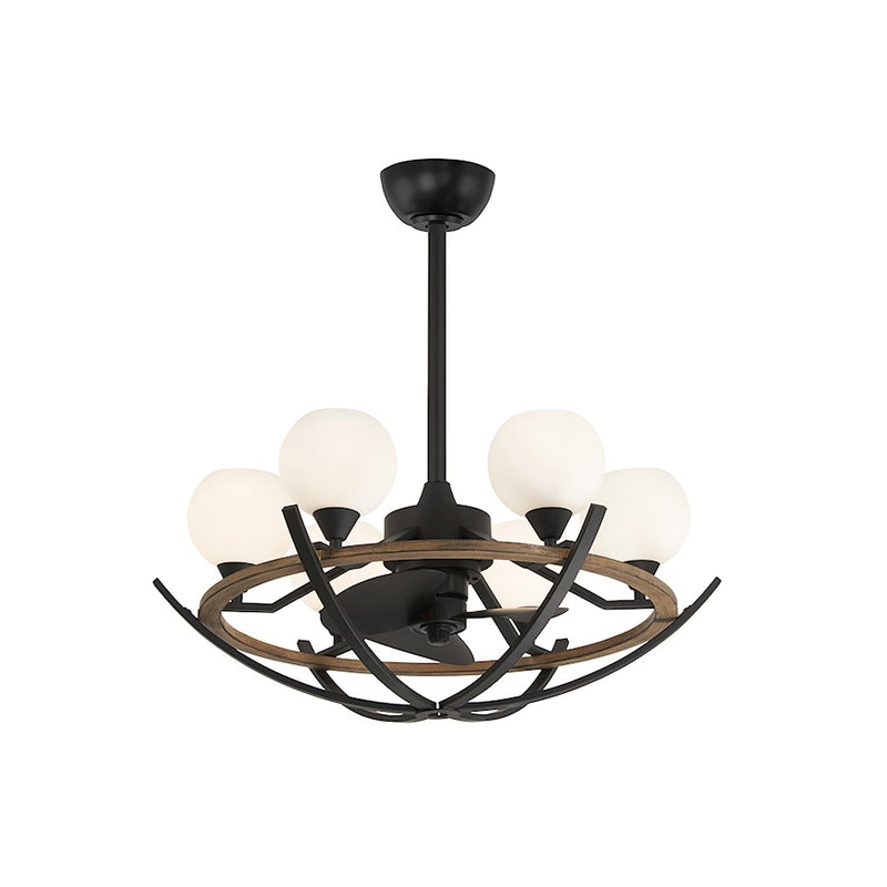 Minka Aire Marilyn 30in LED Ceiling Fan | Coal and Etched Opal | Bedroom & Small Room | 30 x 30 x 20 in | Model F632L-CL
