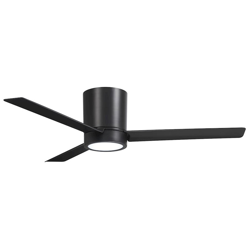 Minka Aire Roto Flush 52in Hugger LED Ceiling Fan | Industrial Coal Metal and Frosted White Glass | Bedroom & Living Room | Model F644L-CL