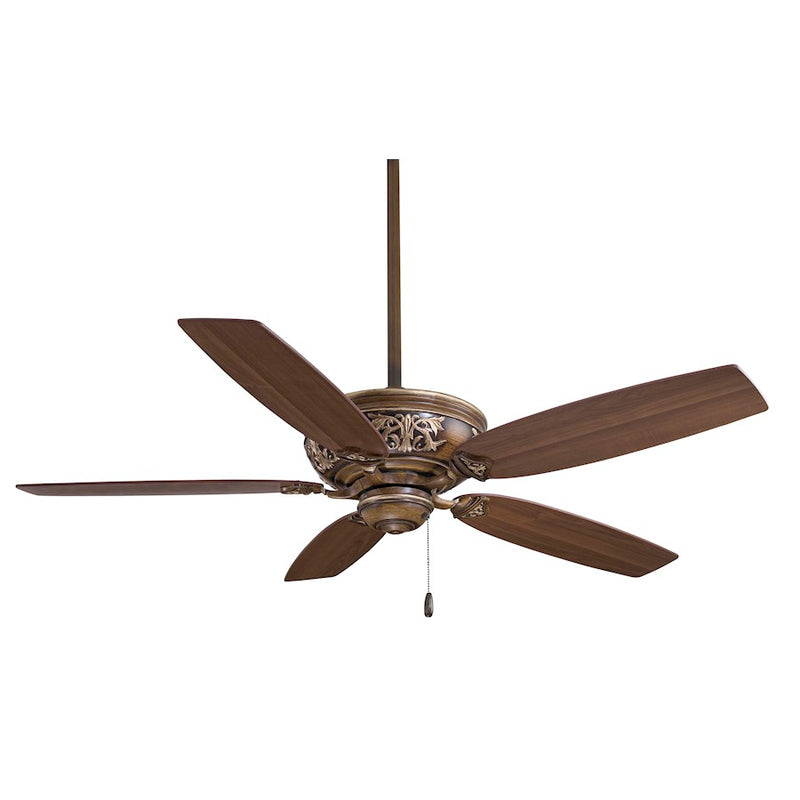 Minka Aire Classica 54in Ceiling Fan | Traditional Belcaro Walnut | Living Room & Dining Room | Hand-Carved Details, 172mm Motor | Model F659-BCW