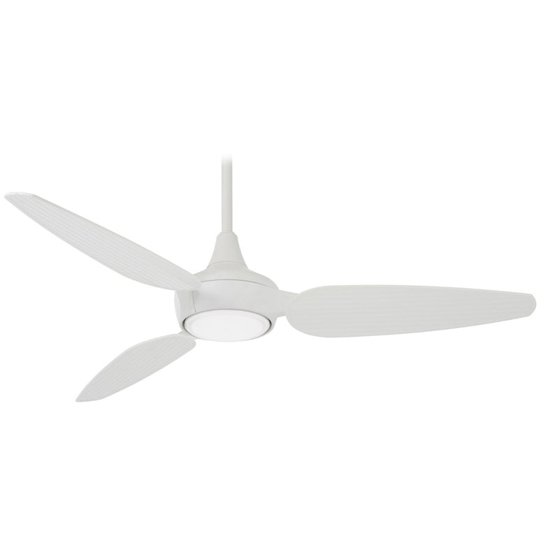 Minka Aire Seacrest LED 60in Ceiling Fan | Flat White and Etched Opal | Living Room & Covered Patio | 60 x 60 x 14 in | Model F675L-WHF