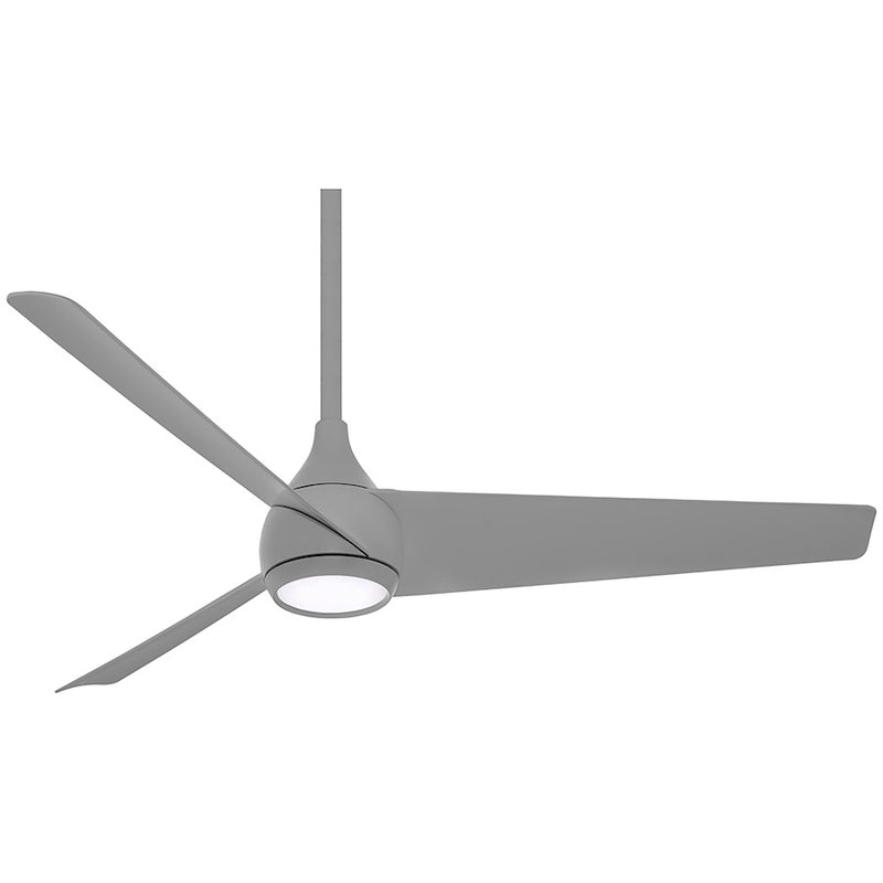Minka Aire Twist 52in Smart LED Ceiling Fan | Grey and Etched Opal | Living Room & Bedroom | 52 x 52 x 14 in | Model F678L-GRY