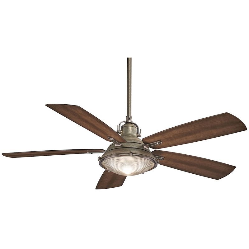 Minka Aire Groton LED 56in Ceiling Fan | Contemporary Weathered Aluminum | Living Room & Bedroom | Integrated LED, 172mm Motor | Model F681L-WA-PW