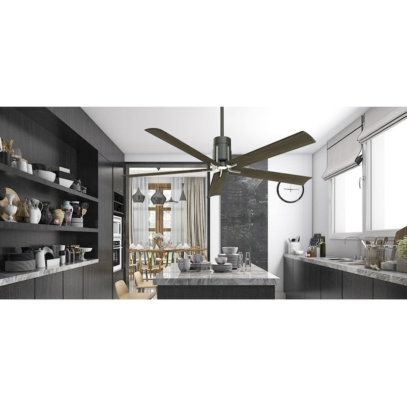 Minka Aire Clean 60in LED Ceiling Fan | Transitional Matte Black and Brushed Nickel | Living Room & Dining Room | Model F684L-MBK-BN