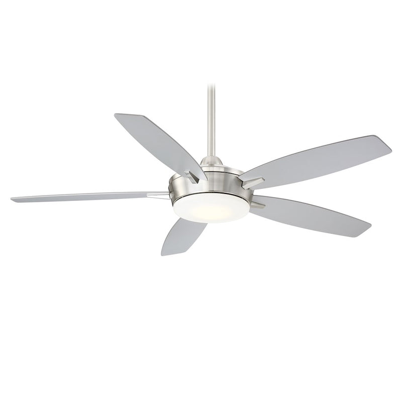 Minka Aire Espace 52in LED Ceiling Fan | Transitional Brushed Nickel and Silver | Living Room & Bedroom | 52 x 52 x 14.25 in | Model F690L-BN-SL