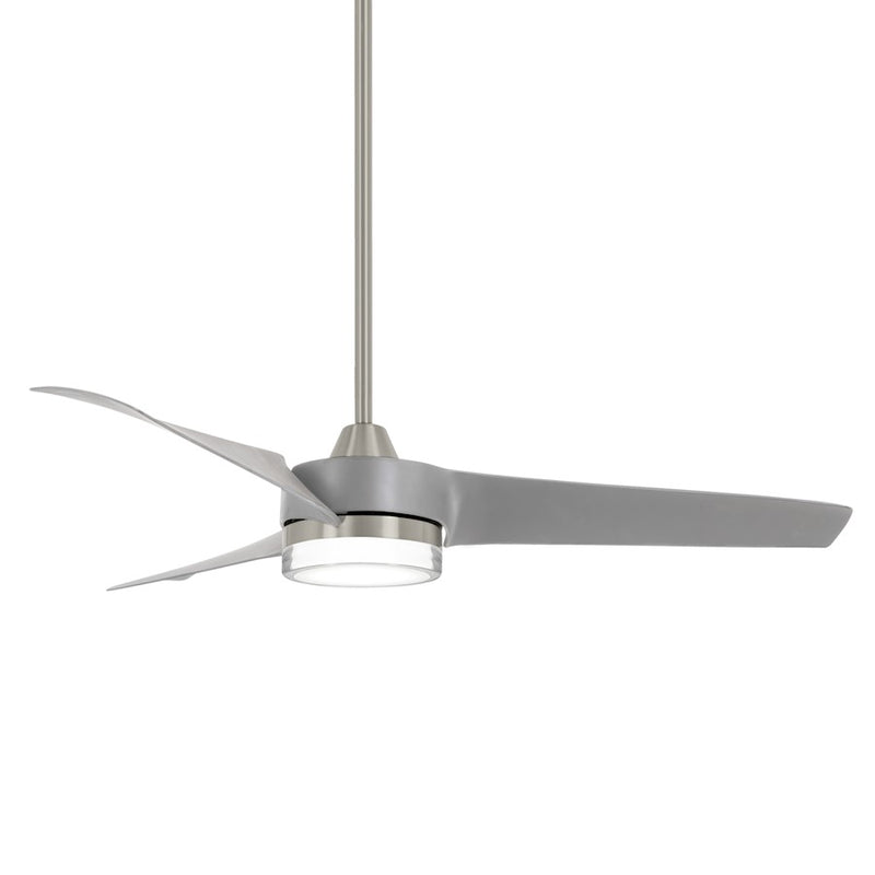 Minka Aire Veer 56in LED Ceiling Fan | Industrial Coal Metal and Frosted White PC Lens | Bedroom & Living Room | 56 x 56 x 15.51 in | Model F692L-CL