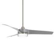Minka Aire Veer 56in LED Ceiling Fan | Flat White Metal and Brass with PC Lens | Bedroom & Living Room | 56 x 56 x 15.51 in | Model F692L-WHF