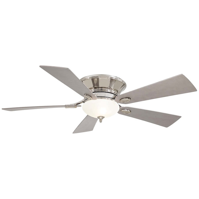 Minka Aire Delano II 52in Flush Mount Ceiling Fan | Transitional Polished Nickel | Living Room & Bedroom | 52 x 52 x 11 in | Model F711-PN