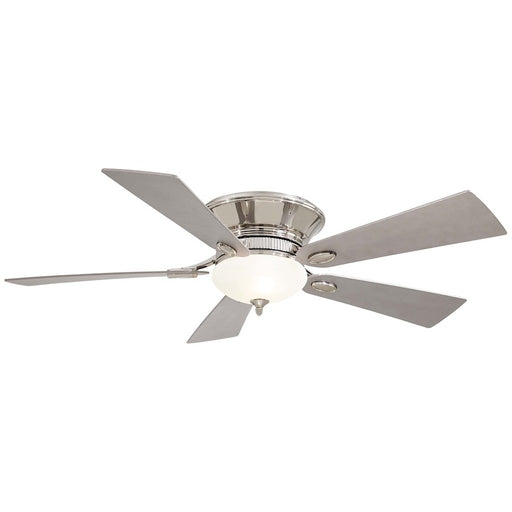 Minka Aire Delano II 52in Flush Mount Ceiling Fan | Transitional Polished Nickel | Living Room & Bedroom | 52 x 52 x 11 in | Model F711-PN