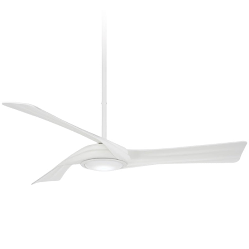 Minka Aire Curl LED 60in Ceiling Fan | Contemporary Flat White and Frosted White | Living Room & Bedroom | 60 x 60 x 12 in | Model F714L-WHF