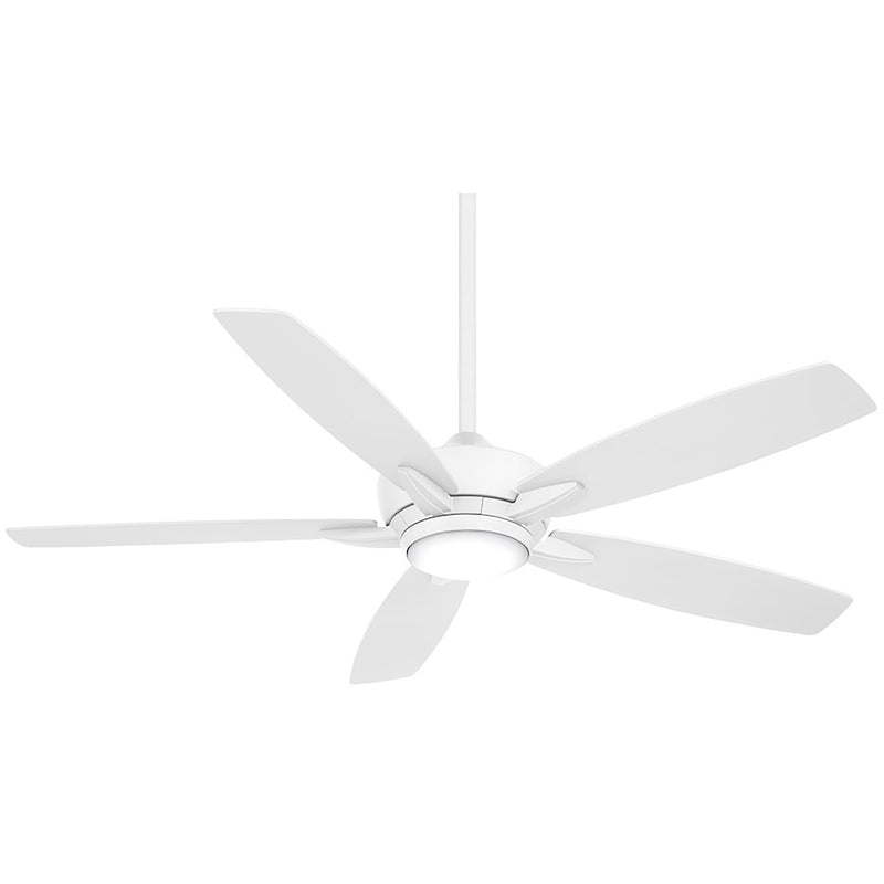 Minka Aire Kelvyn 52in LED Ceiling Fan | Flat White Etched White | Bedroom & Living Room | 52 x 52 x 15 in | Model F717L-WHF