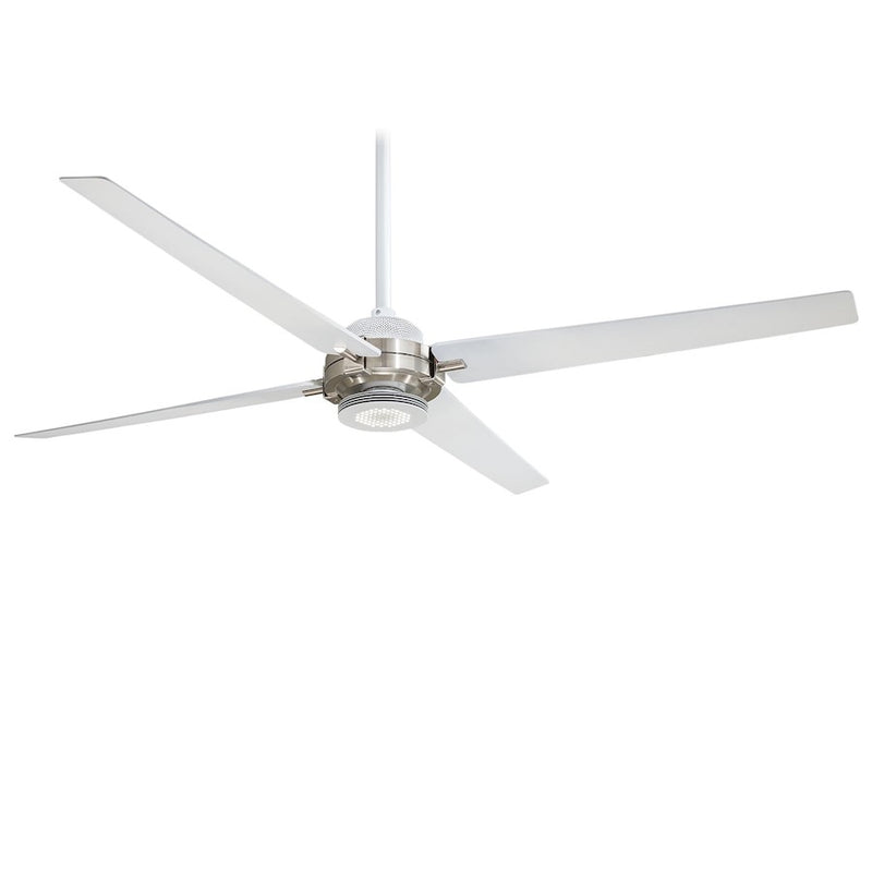 Minka Aire Spectre 60in Ceiling Fan | Industrial Flat White and Brushed Nickel Finish | Living Room & Bedroom | 60 x 60 x 13 in | Model F726-WHF-BN