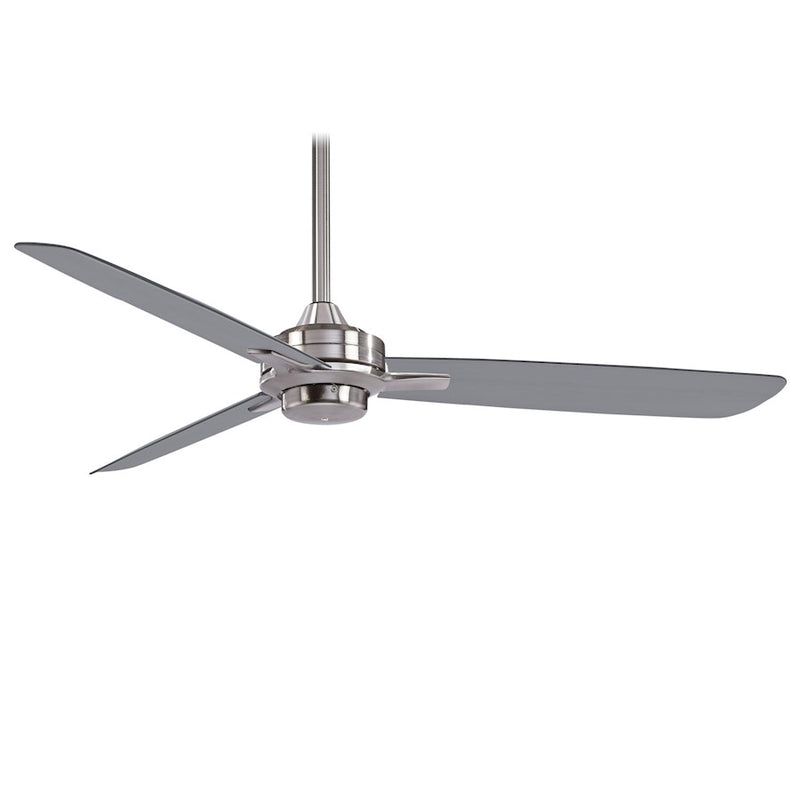 Minka Aire Rudolph 52in Ceiling Fan | Brushed Nickel with Silver Accents | Contemporary Living Room & Bedroom | 52 x 52 x 11 in | Model F727-BN-SL