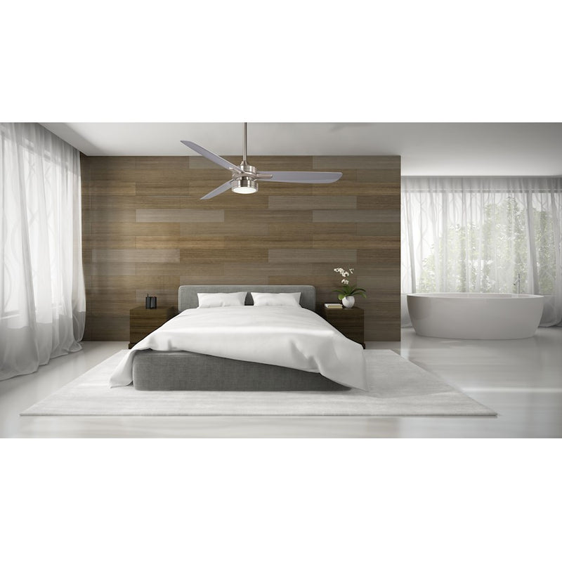 Minka Aire Rudolph 52in Ceiling Fan | Brushed Nickel with Silver Accents | Contemporary Living Room & Bedroom | 52 x 52 x 11 in | Model F727-BN-SL