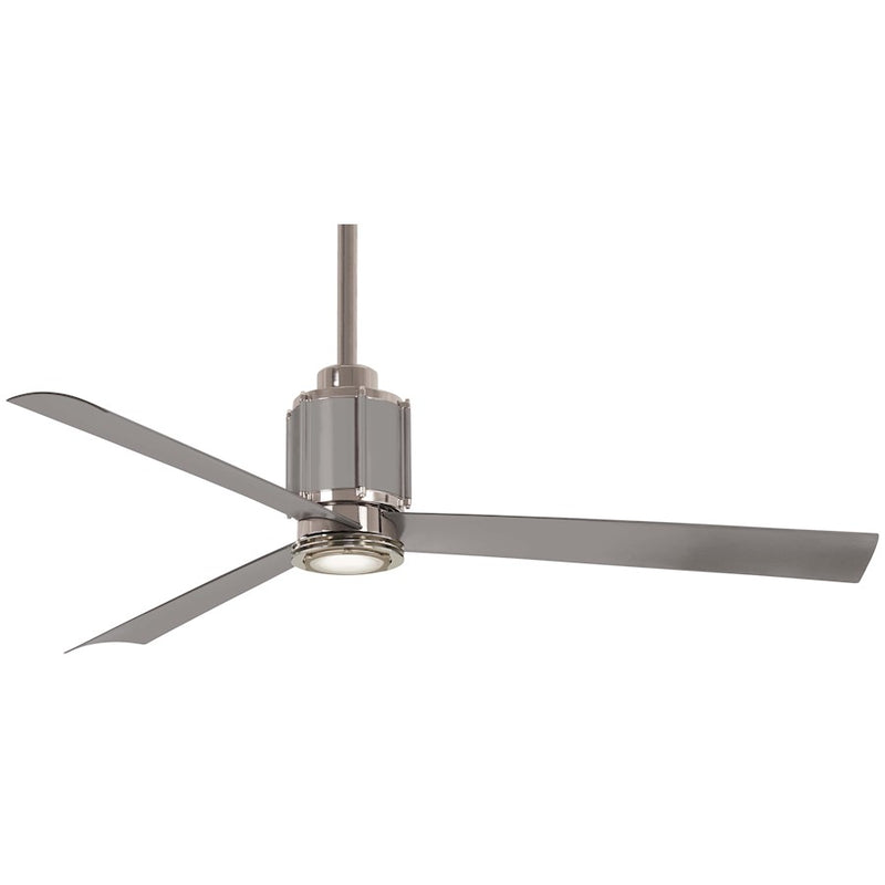 Minka Aire Gear 54in LED Ceiling Fan | Polished Nickel and Brushed Steel Blades | Living Room & Bedroom | 54 x 54 x 16 in | Model F736L-PN-BS