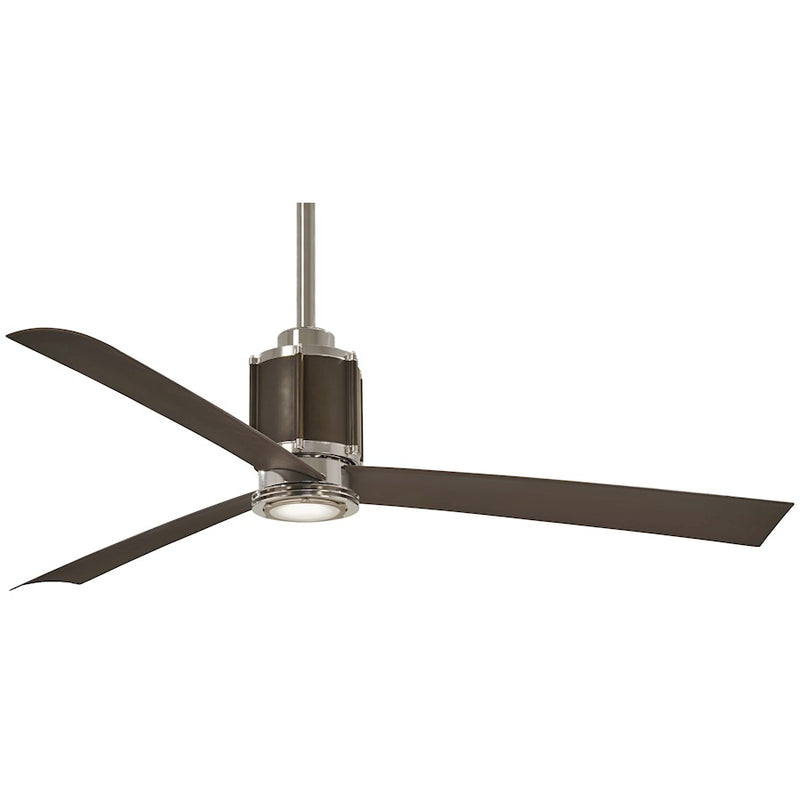 Minka Aire Gear 54in LED Ceiling Fan | Polished Nickel and Oil Rubbed Bronze Blades | Living Room & Bedroom | 54 x 54 x 16 in | Model F736L-PN-ORB