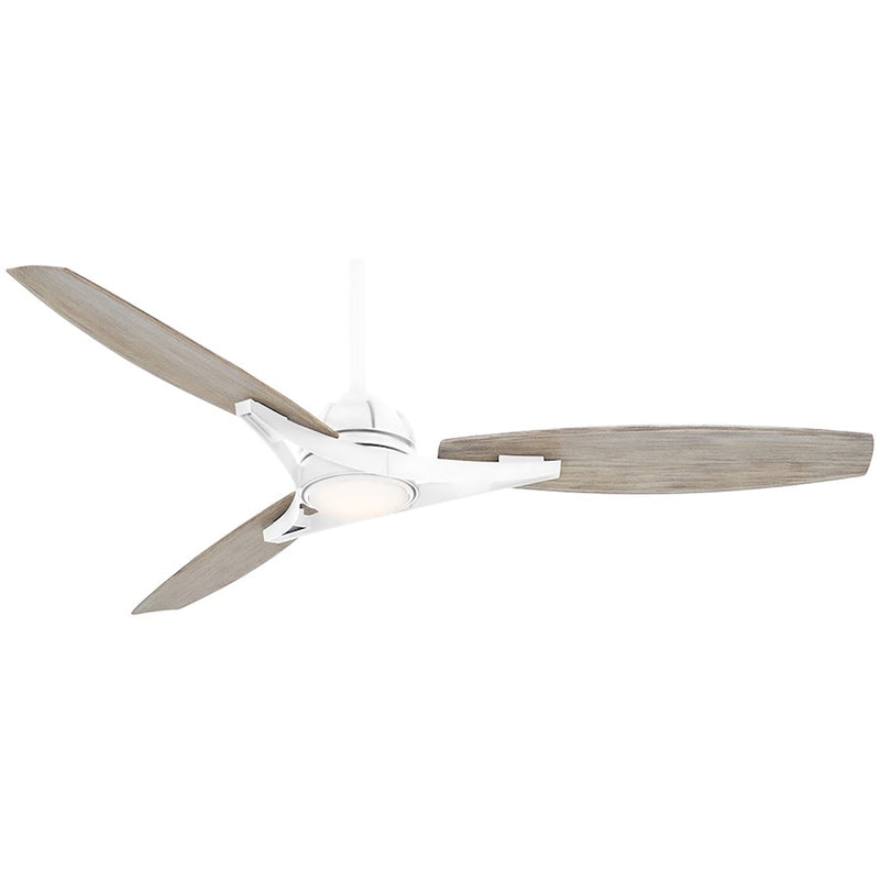 Minka Aire Molino LED 65in Ceiling Fan with Light | Contemporary Flat White and Bleached Seasoned Wood | Living Room & Bedroom | Model F742L-WHF