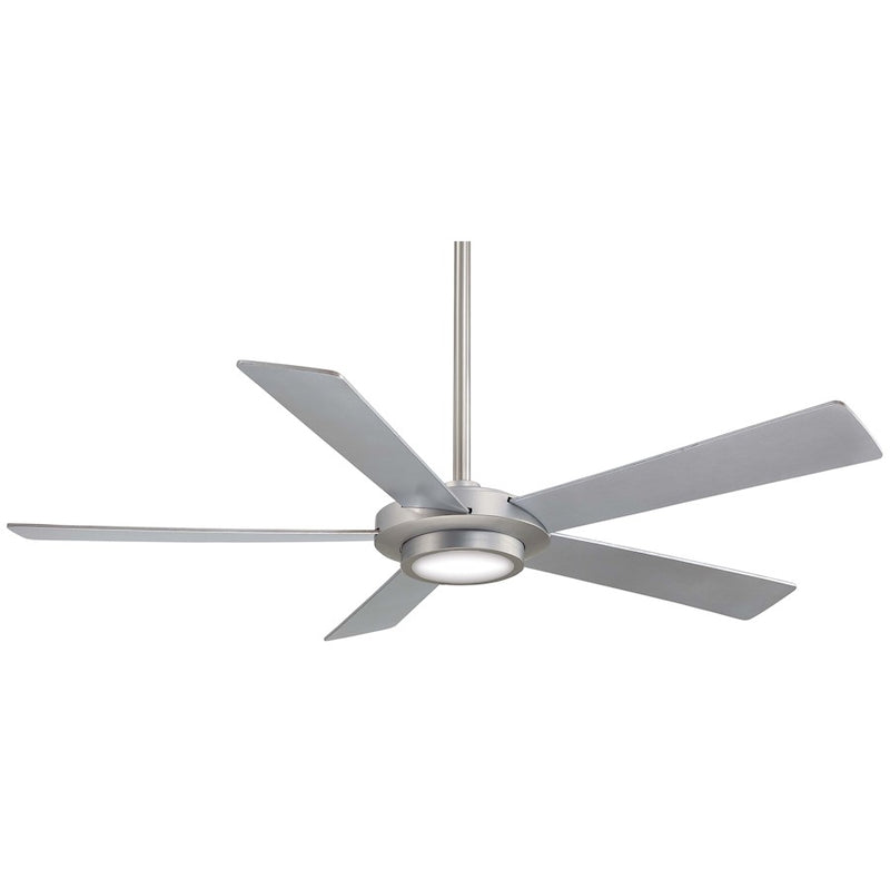 Minka Aire Sabot 52in Ceiling Fan | Brushed Nickel Contemporary Low Profile | Bedroom & Living Room | 52 x 52 x 12 in | Model F745-BN
