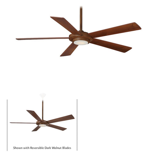 Minka Aire Sabot 52in Ceiling Fan | Contemporary Distressed Koa Finish | Low Profile for Living Room & Bedroom | 52 x 52 x 12 in | Model F745-DK