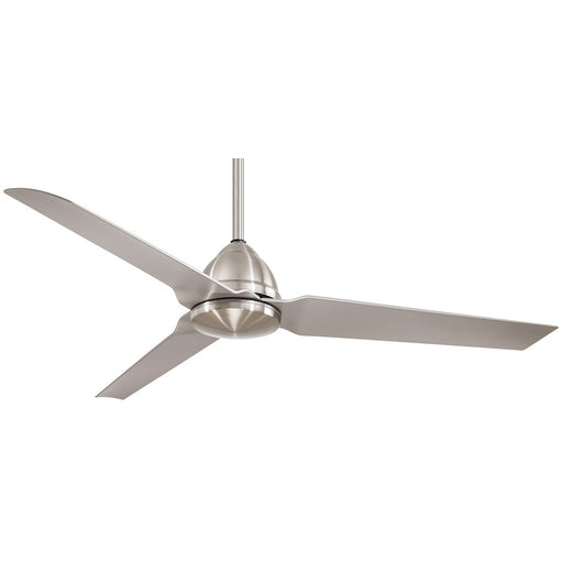 Minka Aire Java 54in Ceiling Fan | Contemporary Brushed Nickel Wet Finish | Covered Patio & Indoor-Outdoor | 54 x 54 x 12.5 in | Model F753-BNW