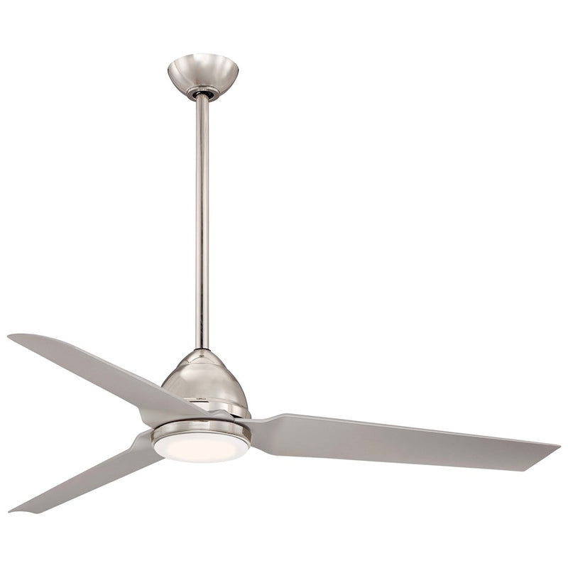 Minka Aire Java 54in LED Ceiling Fan | Contemporary Polished Nickel Finish | Indoor & Covered Outdoor | 54 x 54 x 12 in | Model F753L-PN