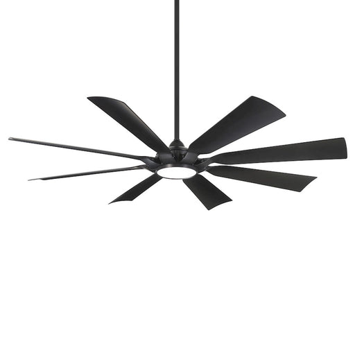 Minka Aire Future 65in LED Ceiling Fan | Modern Coal Metal and Etched Glass | Covered Patio & Outdoor Living | 65 x 65 x 14 in | Model F756L-CL