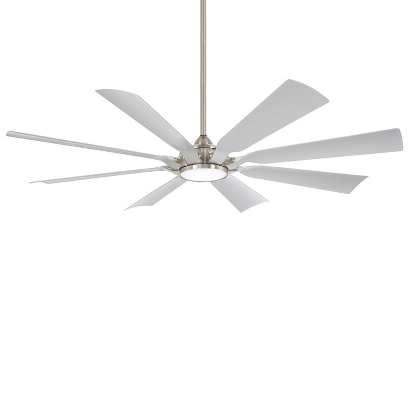 Minka Aire Future 65in LED Ceiling Fan | Modern Coal Metal and Etched Glass | Covered Patio & Outdoor Living | 65 x 65 x 14 in | Model F756L-CL