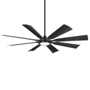 Minka Aire Future 65in LED Ceiling Fan | Modern Coal Metal and Etched Glass | Covered Patio & Outdoor Living | 65 x 65 x 14 in | Model F756L-CL